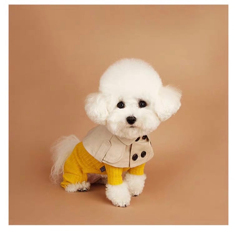 Luxpet British-Inspired Dog Trench Coat – British Style Dog Collar Cape – Lightweight Trench Coat Neck Scarf for Cats & Small Dogs